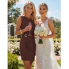 image:imageZESICA Womens Summer Cowl Neck Cocktail Short Dresses 2026Brown