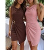 image:imageZESICA Womens Summer Cowl Neck Cocktail Short Dresses 2026Brown