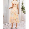 image:imageZESICA Womens Summer Floral Midi Dress Wedding Guest DressesBeige