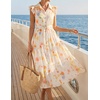image:imageZESICA Womens Summer Floral Midi Dress Wedding Guest DressesBeige