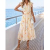 image:imageZESICA Womens Summer Floral Midi Dress Wedding Guest DressesBeige