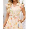 image:imageZESICA Womens Summer Floral Midi Dress Wedding Guest DressesBeige