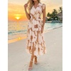 image:imageZESICA Womens Summer Floral Midi Dress Wedding Guest DressesBrown