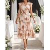 image:imageZESICA Womens Summer Floral Midi Dress Wedding Guest DressesBrown