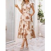 image:imageZESICA Womens Summer Floral Midi Dress Wedding Guest DressesBrown