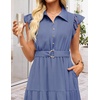 image:imageZESICA Womens Summer Floral Midi Dress Wedding Guest DressesDusty Blue