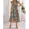 image:imageZESICA Womens Summer Floral Midi Dress Wedding Guest DressesGreen