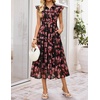 image:imageZESICA Womens Summer Floral Midi Dress Wedding Guest DressesRed