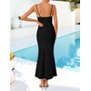 image:imageZESICA Womens Summer Floral Sleeveless Square Neck Midi DressBlack
