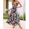 image:imageZESICA Womens Summer Mesh Floral Sleeveless Wedding Guest DressBrown
