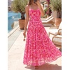 image:imageZESICA Womens Summer Mesh Floral Sleeveless Wedding Guest DressRose