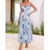 image:imageZESICA Womens Summer Mesh Floral Sleeveless Wedding Guest DressWhiteblue