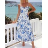image:imageZESICA Womens Summer Mesh Floral Sleeveless Wedding Guest DressWhiteblue