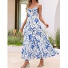 image:imageZESICA Womens Summer Mesh Floral Sleeveless Wedding Guest DressWhiteblue