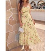 image:imageZESICA Womens Summer Mesh Floral Sleeveless Wedding Guest DressYellow