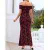image:imageZESICA Womens Summer Off Shoulder Floral Bodycon Ruched Maxi Formal DressBurgundy