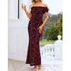 image:imageZESICA Womens Summer Off Shoulder Floral Bodycon Ruched Maxi Formal DressBurgundy