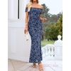 image:imageZESICA Womens Summer Off Shoulder Floral Bodycon Ruched Maxi Formal DressDusty Blue