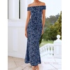 image:imageZESICA Womens Summer Off Shoulder Floral Bodycon Ruched Maxi Formal DressDusty Blue