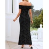 image:imageZESICA Womens Summer Off Shoulder Floral Bodycon Ruched Maxi Formal DressFloral Black
