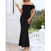 image:imageZESICA Womens Summer Off Shoulder Floral Bodycon Ruched Maxi Formal DressFloral Black