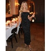 image:imageZESICA Womens Summer Off Shoulder Floral Bodycon Ruched Maxi Formal DressFloral Black