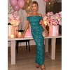 image:imageZESICA Womens Summer Off Shoulder Floral Bodycon Ruched Maxi Formal DressGeometric