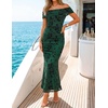 image:imageZESICA Womens Summer Off Shoulder Floral Bodycon Ruched Maxi Formal DressGreen