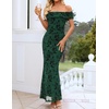 image:imageZESICA Womens Summer Off Shoulder Floral Bodycon Ruched Maxi Formal DressGreen