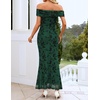 image:imageZESICA Womens Summer Off Shoulder Floral Bodycon Ruched Maxi Formal DressGreen