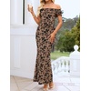 image:imageZESICA Womens Summer Off Shoulder Floral Bodycon Ruched Maxi Formal DressKhaki