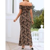 image:imageZESICA Womens Summer Off Shoulder Floral Bodycon Ruched Maxi Formal DressKhaki