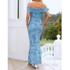 image:imageZESICA Womens Summer Off Shoulder Floral Bodycon Ruched Maxi Formal DressLight Blue