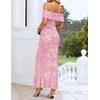 image:imageZESICA Womens Summer Off Shoulder Floral Bodycon Ruched Maxi Formal DressLight Pink
