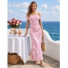 image:imageZESICA Womens Summer Off Shoulder Floral Bodycon Ruched Maxi Formal DressLight Pink