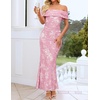 image:imageZESICA Womens Summer Off Shoulder Floral Bodycon Ruched Maxi Formal DressLight Pink