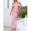 image:imageZESICA Womens Summer Off Shoulder Floral Bodycon Ruched Maxi Formal DressLight Pink