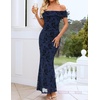 image:imageZESICA Womens Summer Off Shoulder Floral Bodycon Ruched Maxi Formal DressNavy