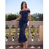 image:imageZESICA Womens Summer Off Shoulder Floral Bodycon Ruched Maxi Formal DressNavy