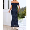 image:imageZESICA Womens Summer Off Shoulder Floral Bodycon Ruched Maxi Formal DressNavy