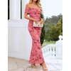 image:imageZESICA Womens Summer Off Shoulder Floral Bodycon Ruched Maxi Formal DressPink
