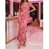 image:imageZESICA Womens Summer Off Shoulder Floral Bodycon Ruched Maxi Formal DressPink