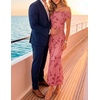 image:imageZESICA Womens Summer Off Shoulder Floral Bodycon Ruched Maxi Formal DressPink