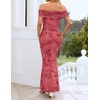 image:imageZESICA Womens Summer Off Shoulder Floral Bodycon Ruched Maxi Formal DressPink