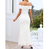image:imageZESICA Womens Summer Off Shoulder Floral Bodycon Ruched Maxi Formal DressWhite