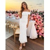 image:imageZESICA Womens Summer Off Shoulder Floral Bodycon Ruched Maxi Formal DressWhite