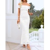 image:imageZESICA Womens Summer Off Shoulder Floral Bodycon Ruched Maxi Formal DressWhite