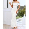 image:imageZESICA Womens Summer Off Shoulder Floral Bodycon Ruched Maxi Formal DressWhite