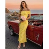 image:imageZESICA Womens Summer Off Shoulder Floral Bodycon Ruched Maxi Formal DressYellow