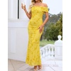 image:imageZESICA Womens Summer Off Shoulder Floral Bodycon Ruched Maxi Formal DressYellow